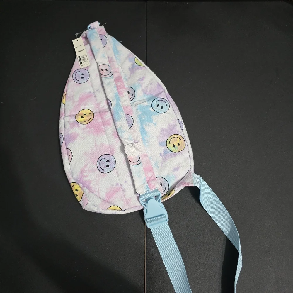 New No Boundaries Smiley Face Tie-Dye Sling Bag